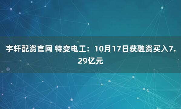宇轩配资官网 特变电工：10月17日获融资买入7.29亿元